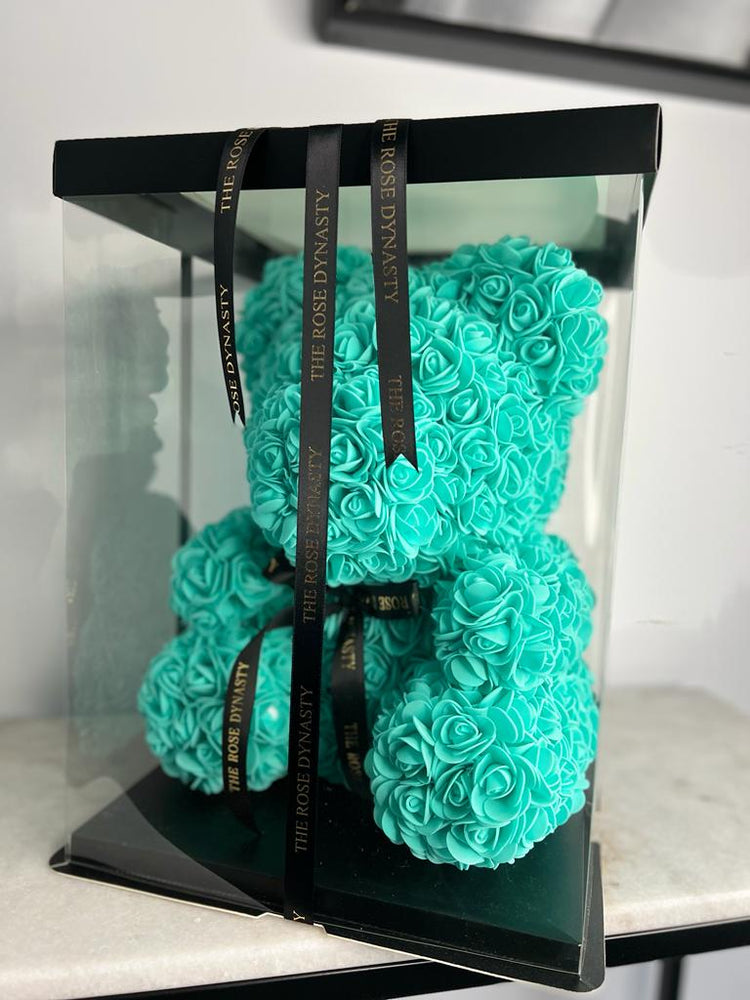 Tiffany Blue Rose Bear 40cm – The Rose Dynasty - Main Image