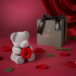 Grey Teddy Bear with Single Everlasting Rose (18cm)